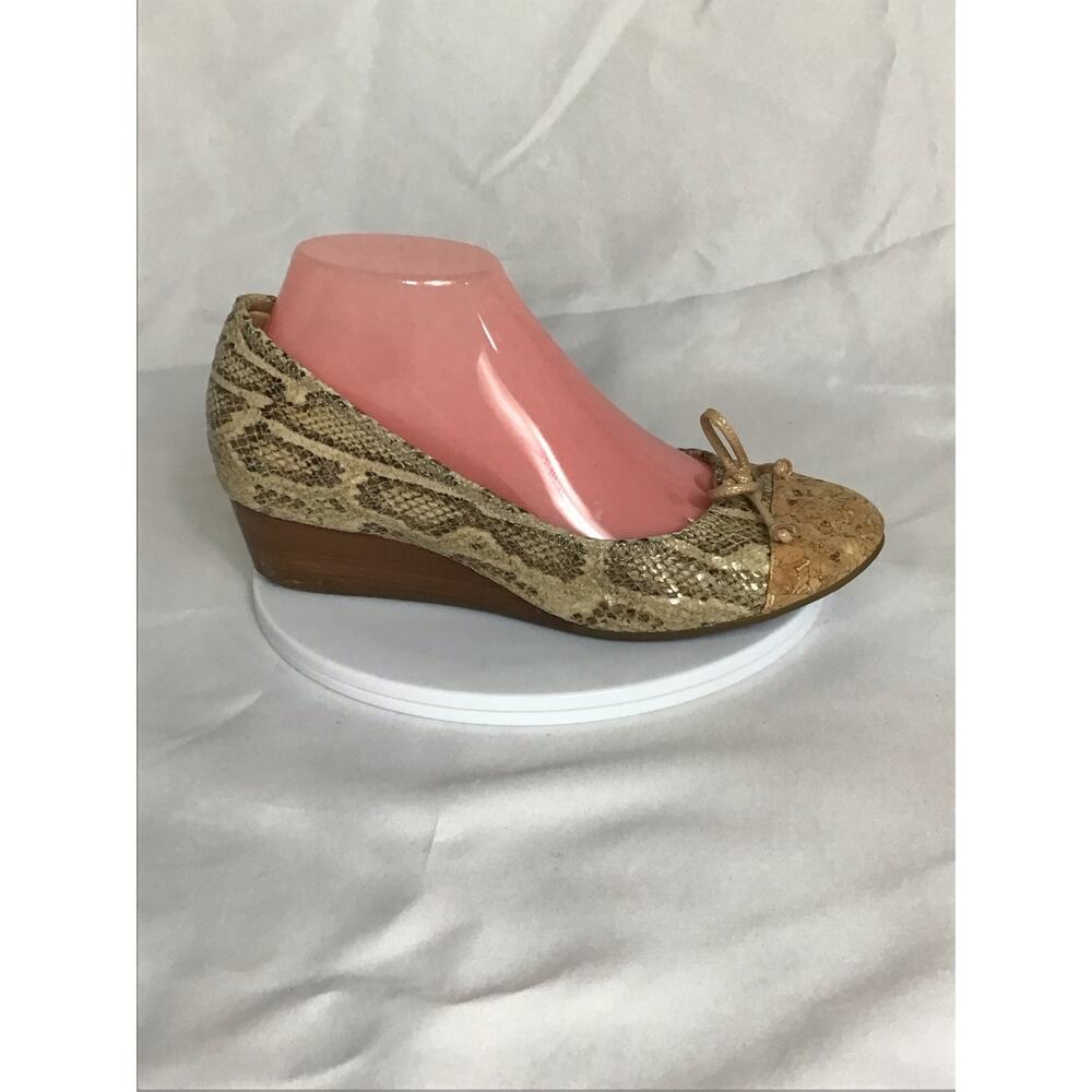 Cole Hahn Nike Air Tali  Wedge  Ballet Snake Print Slip On Shoes Sz.8 Tan EUC